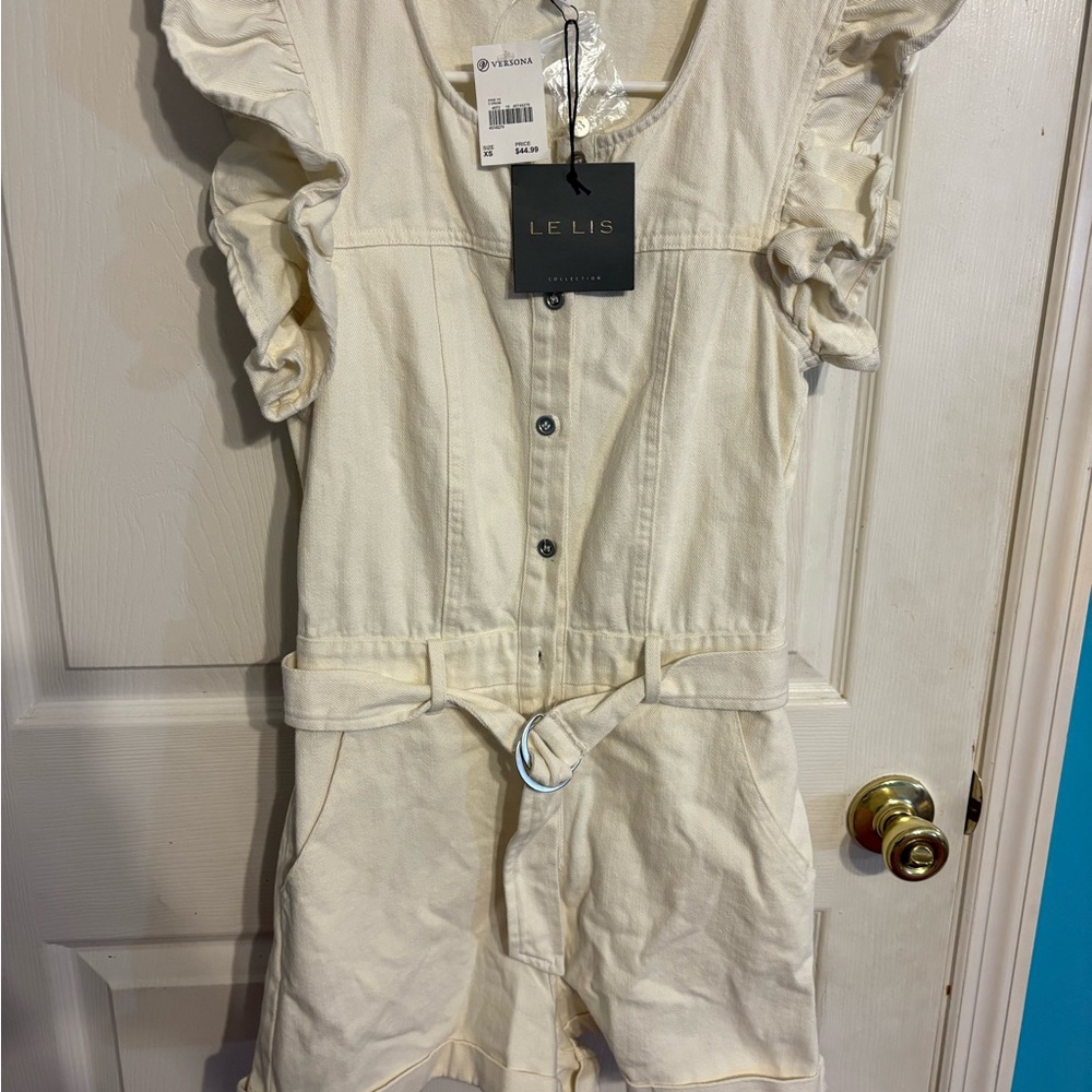 Le Lis Ivory Button-Front Romper